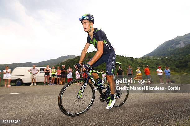 Adriano Malori of Italy riding for Movistar Team is pictured as he climbs the Port de Lers during the 2015 Tour of France, Stage 12, Lannemezan -...