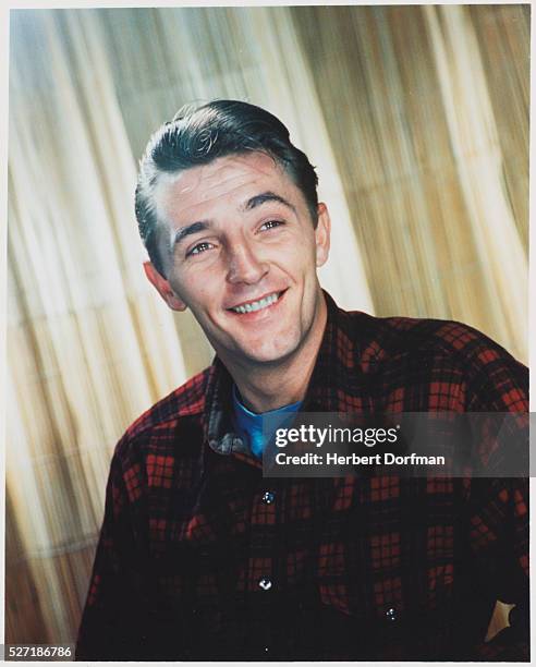 Robert Mitchum Wearing a Plaid Shirt