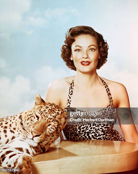 Gene Tierney and Leopard