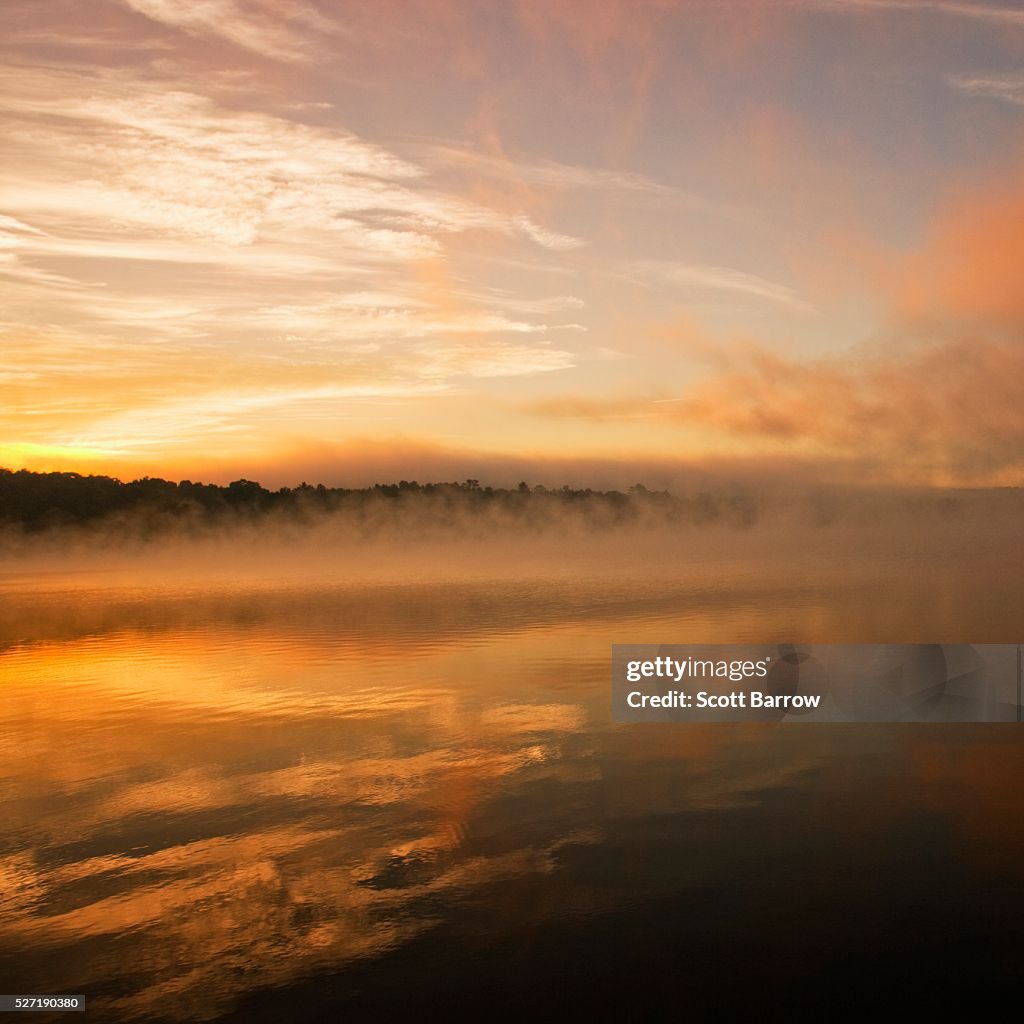 Peaceful misty lake