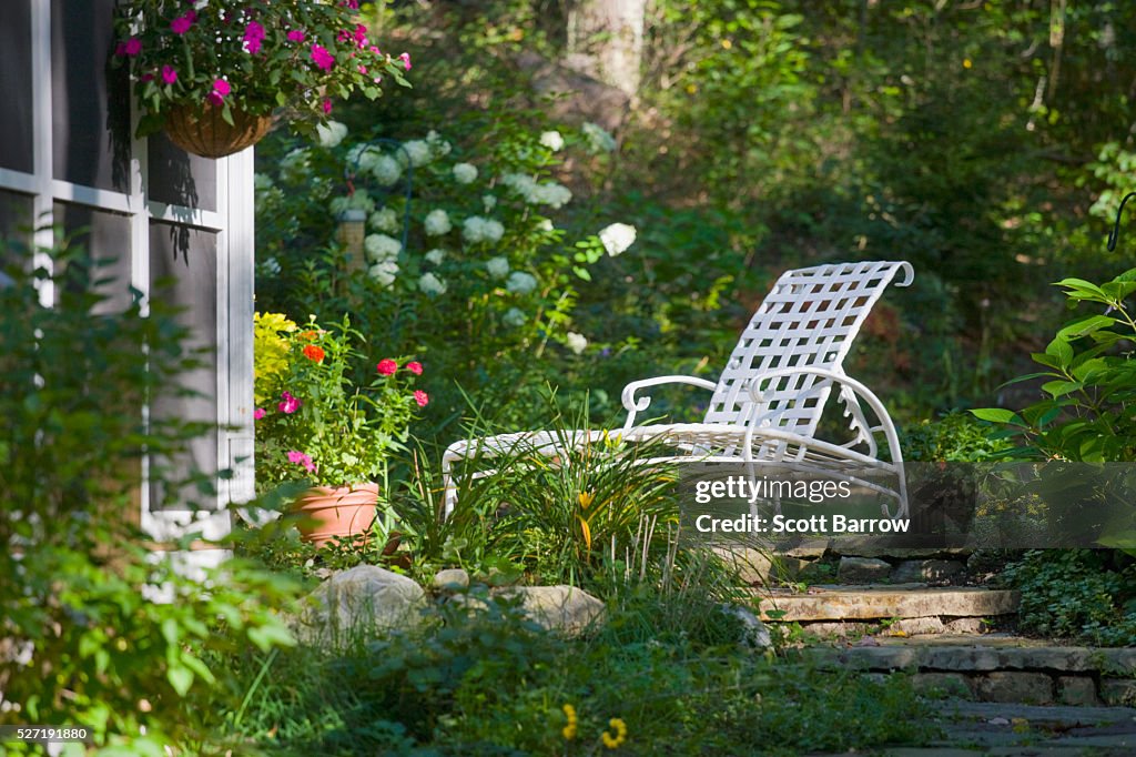 Deck chair in a quiet yard