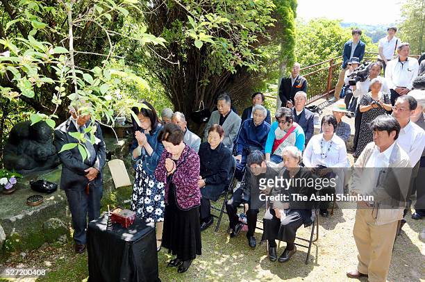 Minamata disease patients and family members attend a memorial ceremony on May 1, 2016 in Minamata, Kumamoto, Japan. On May 1 the head of the...