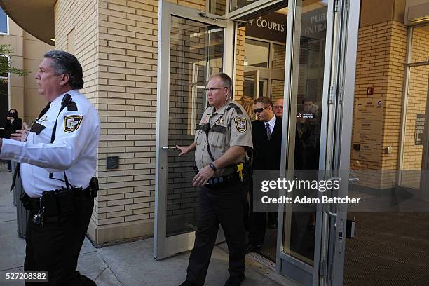 Omarr Baker, half-brother of Prince, exits the Carver County court house after the first hearing on the musician's estate on May 2, 2016 in Chaska,...