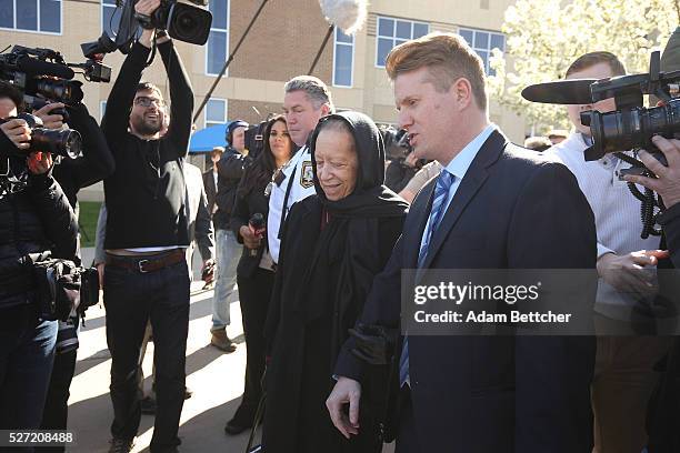 Norrine Nelson, half-sister of Prince, exits the Carver County court house after the first hearing on the musician's estate on May 2, 2016 in Chaska,...