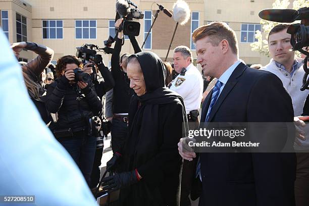 Norrine Nelson, half-sister of Prince, exits the Carver County court house after the first hearing on the musician's estate on May 2, 2016 in Chaska,...