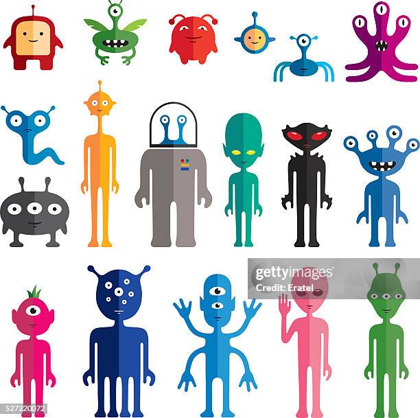 ilustrações de stock, clip art, desenhos animados e ícones de alienígenas - character vector