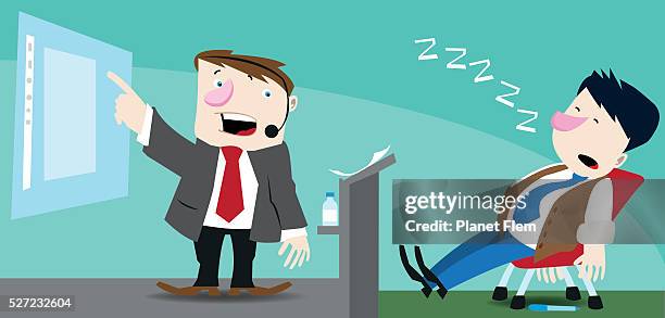 stockillustraties, clipart, cartoons en iconen met another boring presentation - presenter