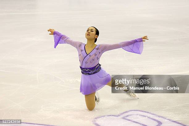 Mao Asada of Japan competes during Ladies free program at the ISU Figure skating Grand Prix Final 2015-2016, at the Barcelona Convention Centre, in...