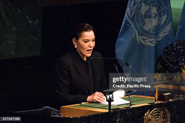 Moroccan Princess Lalla Hasna addresses the General Assembly. Leaders from around the world gathered in General Assembly Hall at UN Headquarters in...