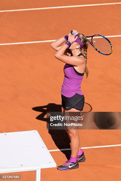 Victoria Azarenka of Belarus during day three of the Mutua Madrid Open tennis tournament at the Caja Magica on May 02, 2016 in Madrid,Spain.