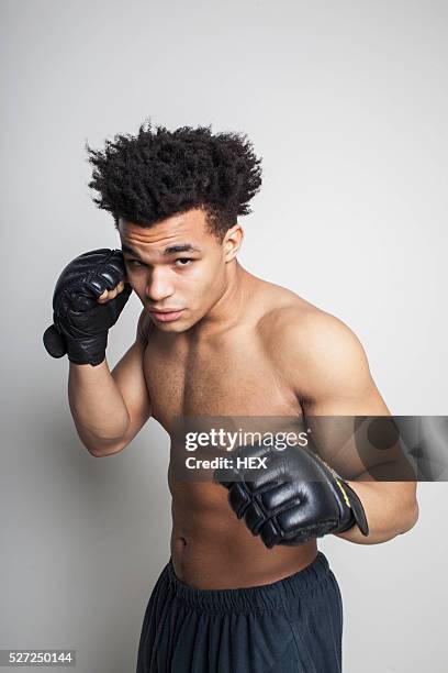 portrait of an athletic young man - fighter portraits 2013 stock pictures, royalty-free photos & images