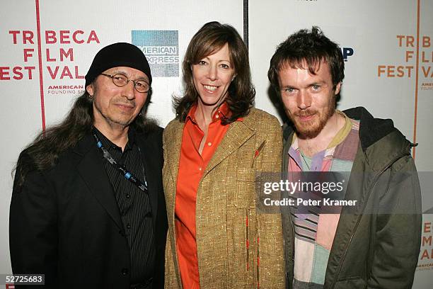 Singer John Trudell, Tribeca Film Festival Co-Founder Jane Rosenthal and singer Damien Rice attend the Tribeca Film Festival ASCAP Music Lounge. The...