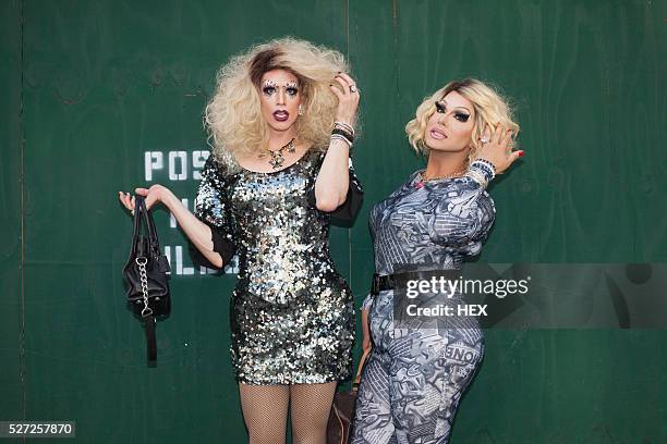 portrait of two drag queens - cross dressing stock pictures, royalty-free photos & images