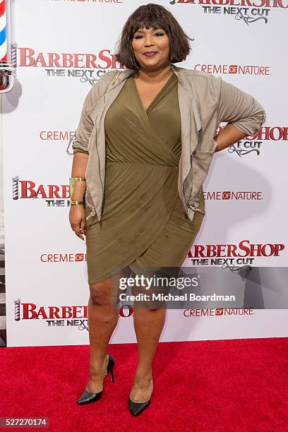 Rapper Lizzo attends the Premiere of New Line Cinema's "Barbershop: The Next Cut" at TCL Chinese Theatre on April 06, 2016 in Hollywood, California.