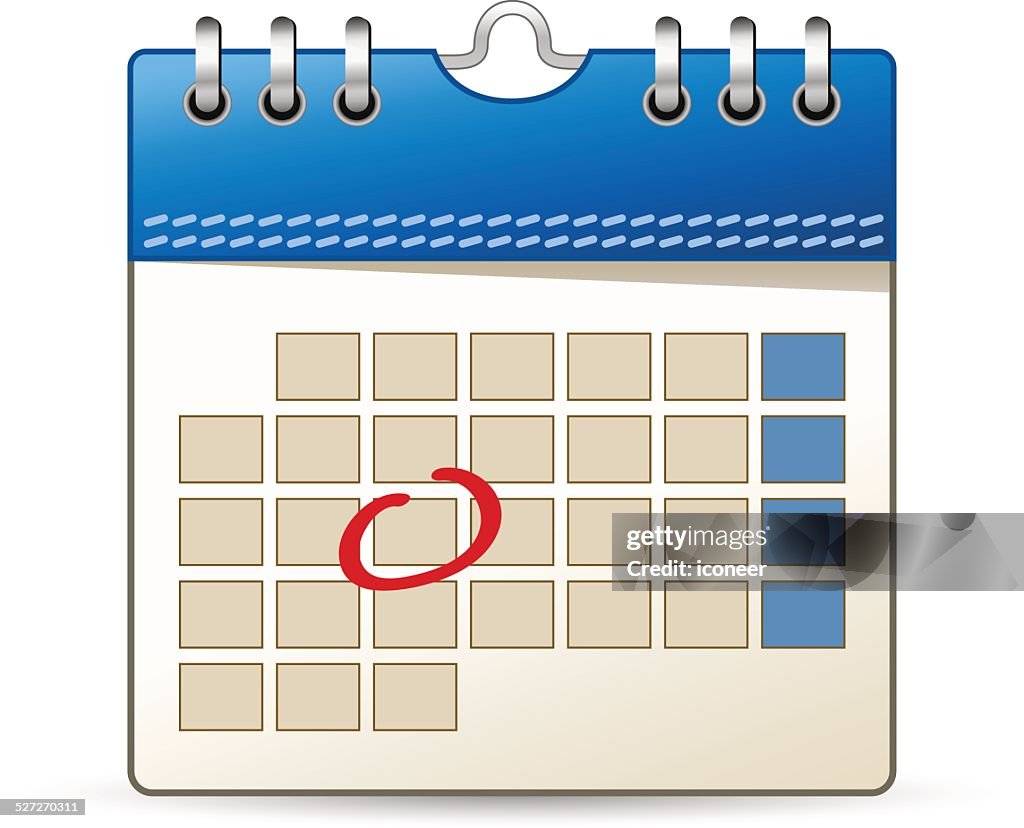 Calendar icon with day marking on white background
