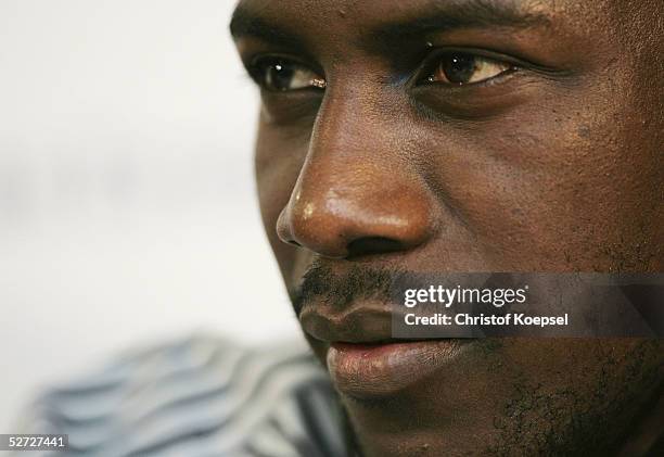 Eliseo Castillo of Cuba looks on during a press conference on April 18, 2005 in Dortmund, Germany. Wladimir Klitschko will take on Esilio Castillo in...