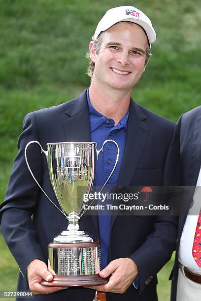 Kevin Streelman, USA, with the trophy after winning the Travelers Championship at the TPC River Highlands, Cromwell, Connecticut, USA. 22nd June...