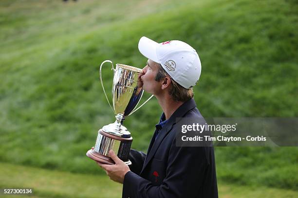 Kevin Streelman, USA, with the trophy after winning the Travelers Championship at the TPC River Highlands, Cromwell, Connecticut, USA. 22nd June...