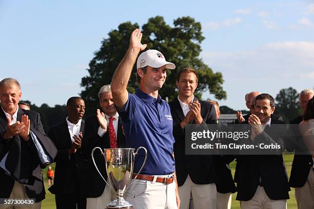 Kevin Streelman, USA, with the trophy after winning the Travelers Championship at the TPC River Highlands, Cromwell, Connecticut, USA. 22nd June...