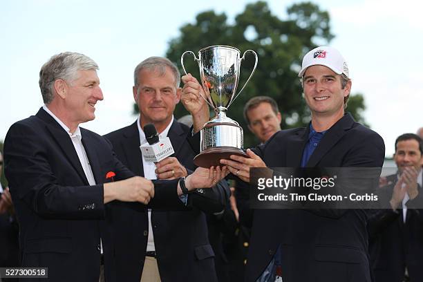 Kevin Streelman, USA, with the trophy after winning the Travelers Championship at the TPC River Highlands, Cromwell, Connecticut, USA. 22nd June...