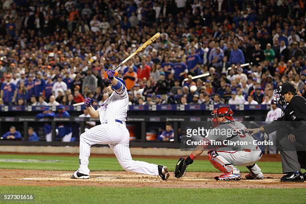 David Wright, New York Mets, batting during the New York Mets Vs Philadelphia Phillies MLB regular season baseball game at Citi Field, Queens, New...