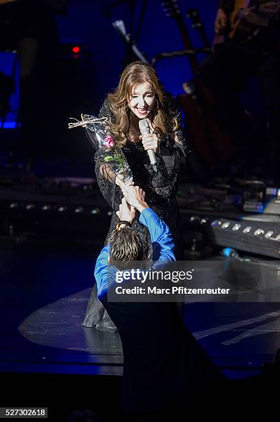 Vicky Leandros performs onstage during her 'Das Leben und ichTour' at the Musical Dome on May 2, 2016 in Cologne, Germany.