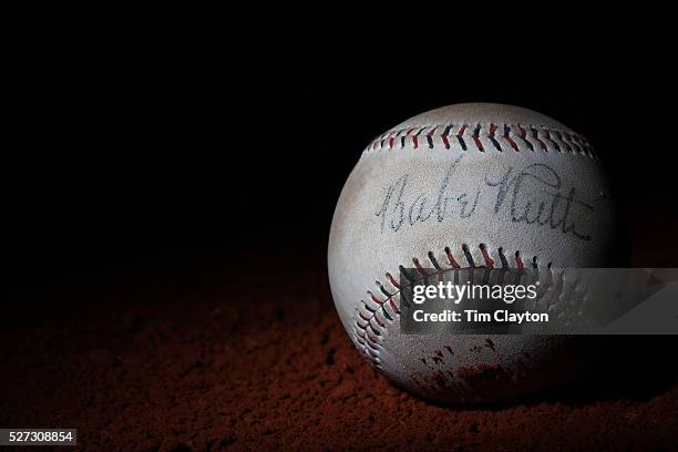 Babe Ruth signed antique vintage baseball. 7th June 2012. Photo Tim Clayton