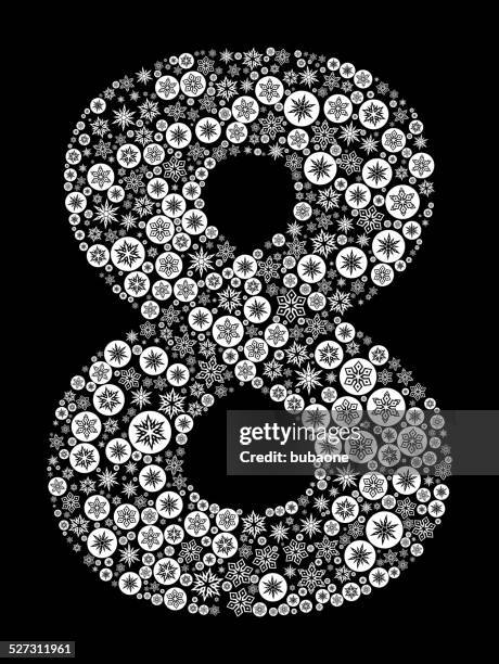 number eight on black background - elementary math stock illustrations