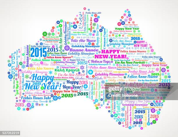 australia map on international new year wordcloud pattern - inclusion word cloud stock illustrations