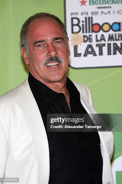 Actor Andres Garcia poses backstage at 2005 Billboard Latin Music Awards at the Miami Arena April 28, 2005 in Miami, Florida.