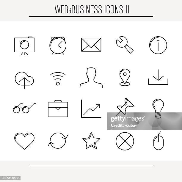 web and business minimalistic icons, set 2 - surgical pin stock illustrations