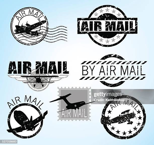 airmail icons - biplane stock illustrations