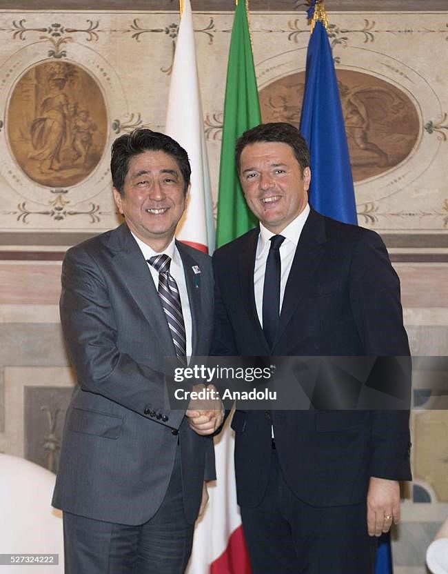 Japanese Prime Minister Abe meets Italian PM Renzi in Florence