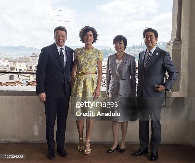 Japanese Prime Minister Abe meets Italian PM Renzi in Florence