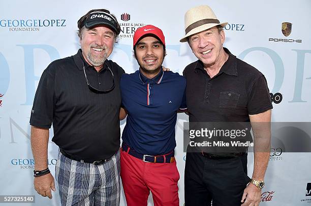 Actors Richard Karn, Kunal Nayyar and Tim Allen attend the 9th Annual George Lopez Celebrity Golf Classic to benefit The George Lopez Foundation at...