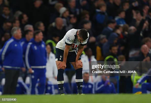 Dejected looking Erik Lamela of Tottenham Hotspur during the Barclays Premier League match between Chelsea and Tottenham Hotspur at Stamford Bridge...