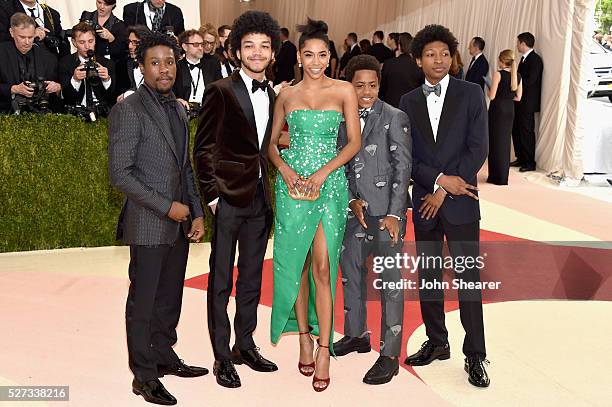 Shameik Moore, Justice Smith, Herizen F. Guardiola, Tremaine Brown Jr., and Skylan Brooks attend the "Manus x Machina: Fashion In An Age Of...