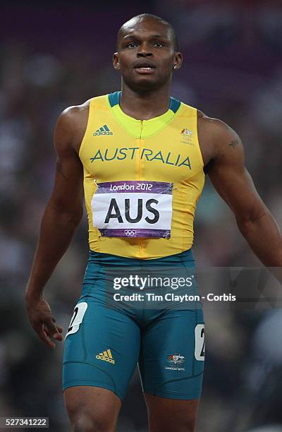 Anthony Alozie, Australia, prepares to run in the Men's 4 x 100m Relay Final won by Jamaica in World Record time at the Olympic Stadium, Olympic...