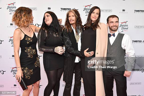 Chelsea Tyler, Mia Tyler, Steven Tyler, Liv Tyler and Taj Tallarico attend "Steven Tyler...Out on a Limb" Show to Benefit Janie's Fund in...