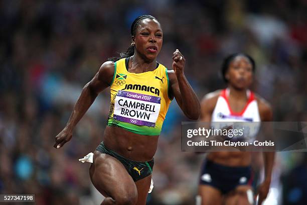 Veronica Campbell-Brown, Jamaica, in action in the Women's 200m Semi Finals at the Olympic Stadium, Olympic Park, during the London 2012 Olympic...