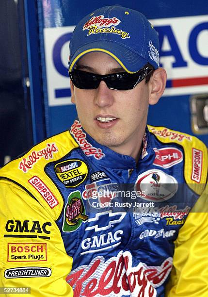 Kyle Busch, driver of the Kellogg's Chevrolet, during practice for the NASCAR Nextel Cup Aaron's 499 on April 29, 2005 at the Talladega Superspeedway...