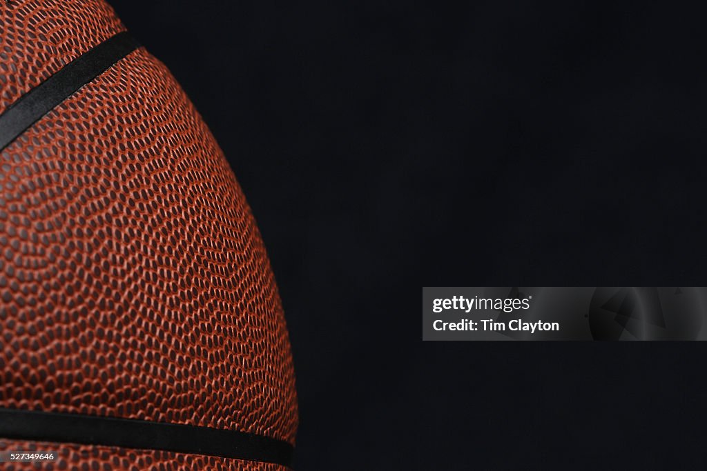 An artistic studio shot of a basketball.