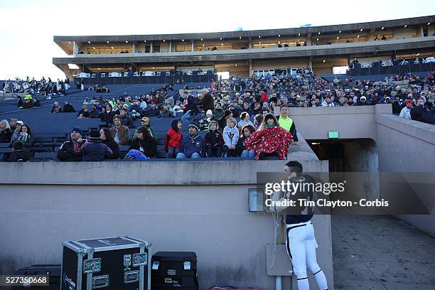 Quarterback Logan Scott, Yale, receiving instructions on the sideline during the Yale V Brown, Ivy League Football match at Yale Bowl. Yale won the...