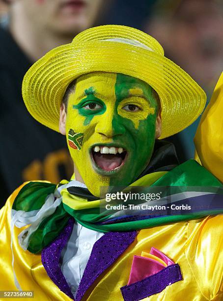 South African fan during the Wales V South Africa, Pool D match during the Rugby World Cup in Wellington, New Zealand,. 11th September 2011. Photo...