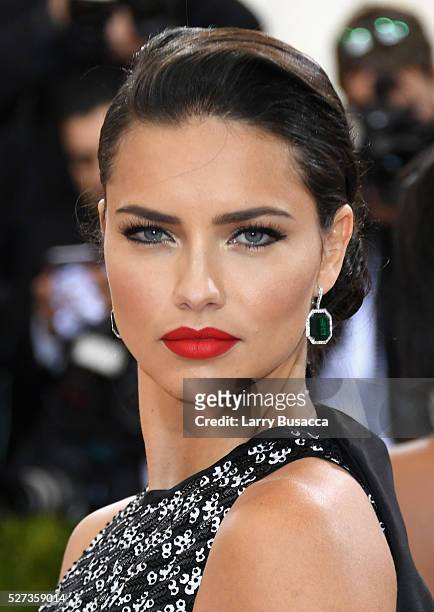 Adriana Lima attends the "Manus x Machina: Fashion In An Age Of Technology" Costume Institute Gala at Metropolitan Museum of Art on May 2, 2016 in...