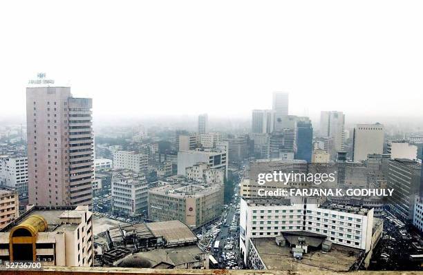 Picture shows Bangladeshi high-rise buildings at the Motijheel commercial area in downtown Dhaka, 25 April 2005. The recent collapse of a factory...