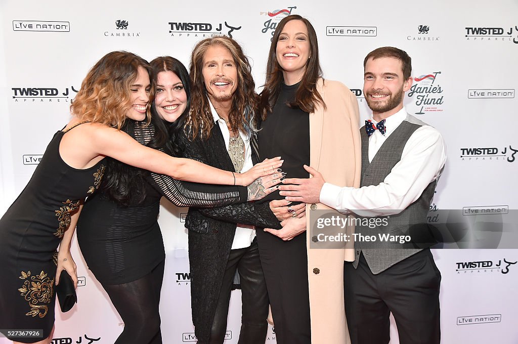 Musician Steven Tyler and his children Chelsea, Mia and Liv Tyler and Taj Talerico attend the Steven TylerOut on a Limb concert to benefit Janie's Fund at David Geffen Hall at Lincoln
