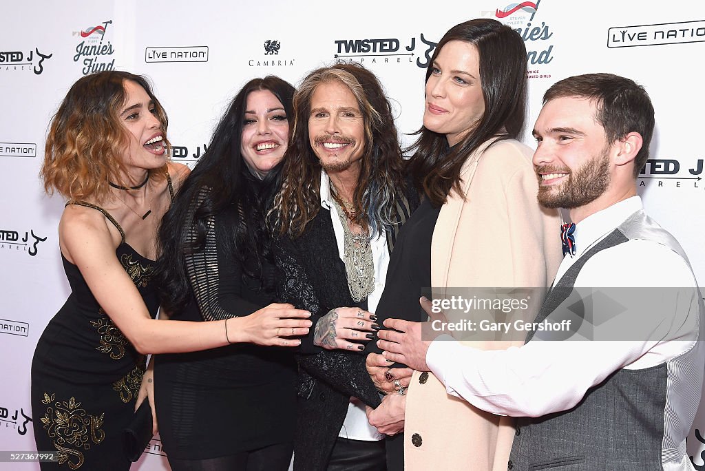 Musician Steven Tyler and his children Chelsea, Mia and Liv Tyler and Taj  Talerico attend the Steven TylerOut on a Limb concert to benefit Janie's  Fund at David Geffen Hall at Lincoln