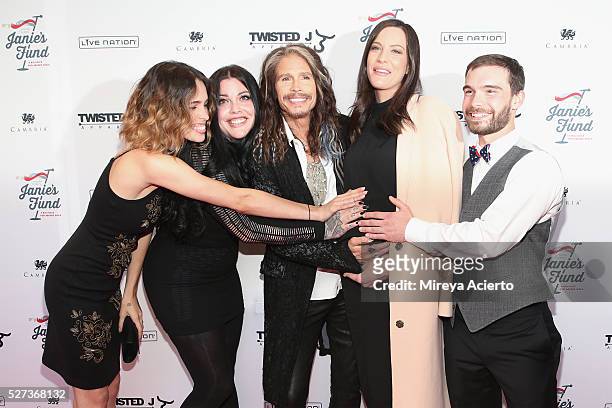 Chelsea Tyler, Mia Tyler, Steven Tyler, Liv Tyler and Taj Tallarico attend "Steven Tyler...Out on a Limb" show to benefit Janie's Fund in...