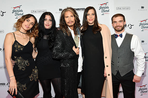 Chelsea Tyler, Mia Tyler, Steven Tyler, Liv Tyler and Taj Tallarico attend the Steven Tyler...Out On A Limb Benefit Concert on May 02, 2016 in New...